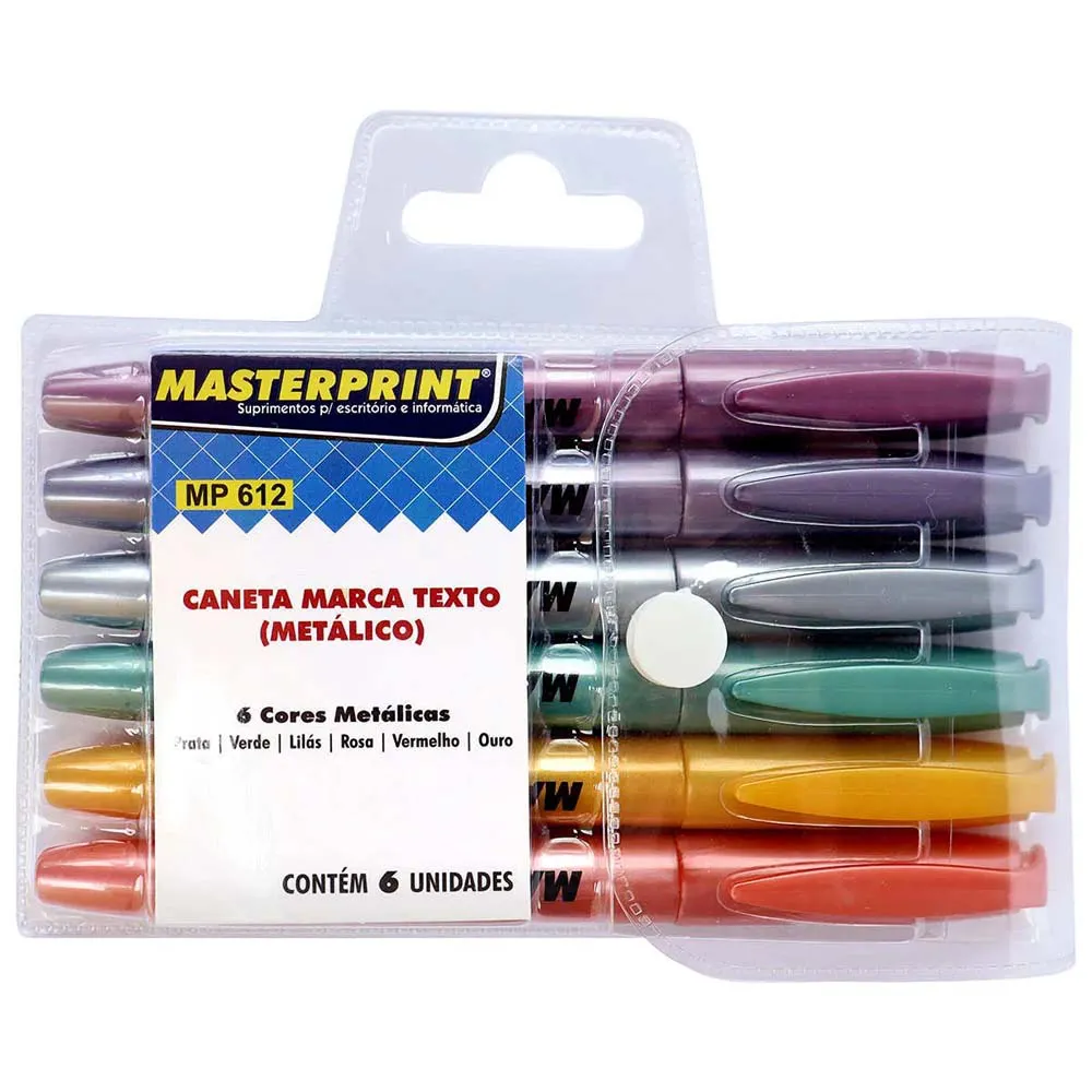 MARCA TEXTO C/6UN MP 612 CORES METALICAS MASTERPRINT