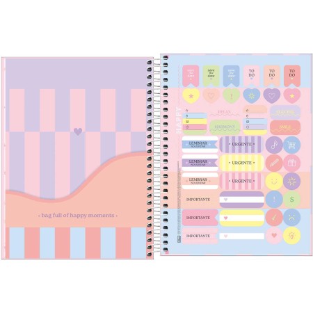 CADERNO ESP UNIV CD 10M 160F C/4 HAPPY FEM TILIBRA