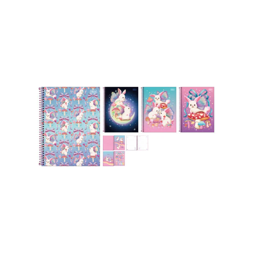 CADERNO ESP UNIV CD 10M 160F C/4 BUNNYFLY FEM TILIBRA