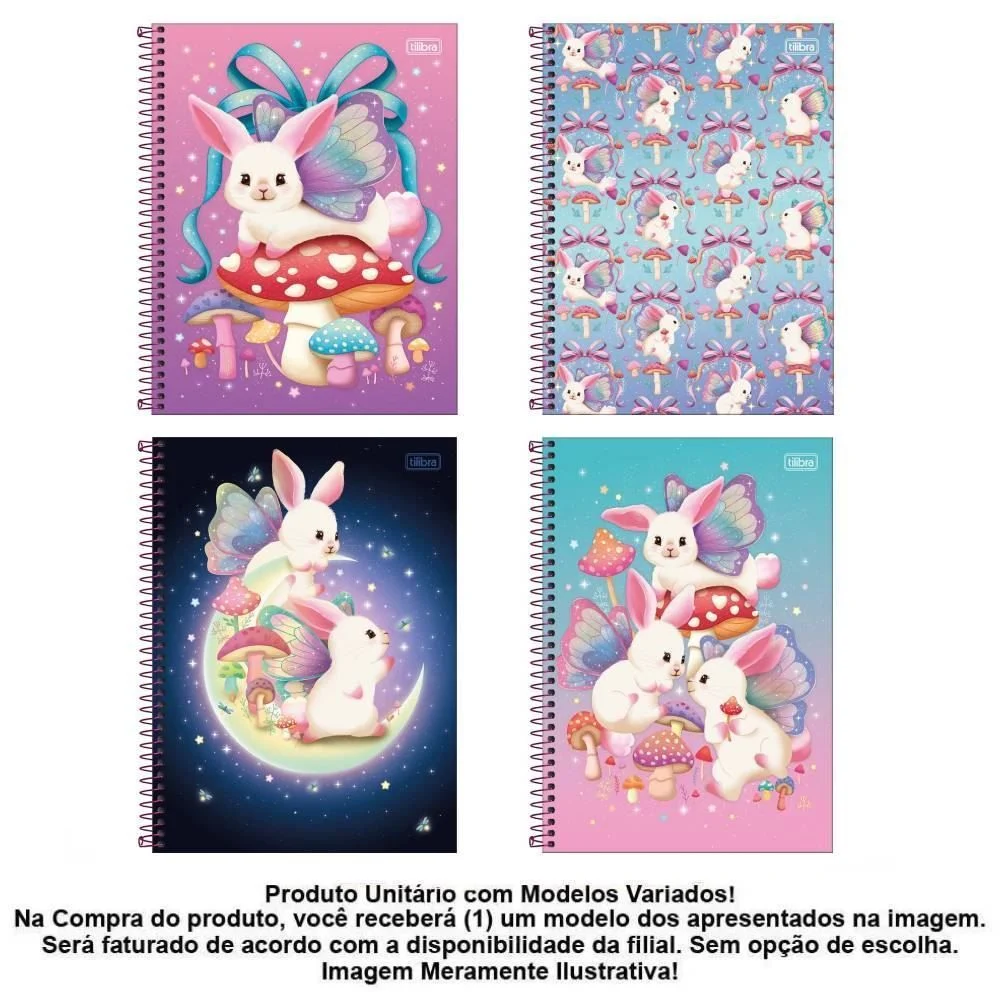 CADERNO ESP UNIV CD 1M 80F C/4 BUNNYFLY FEM TILIBRA