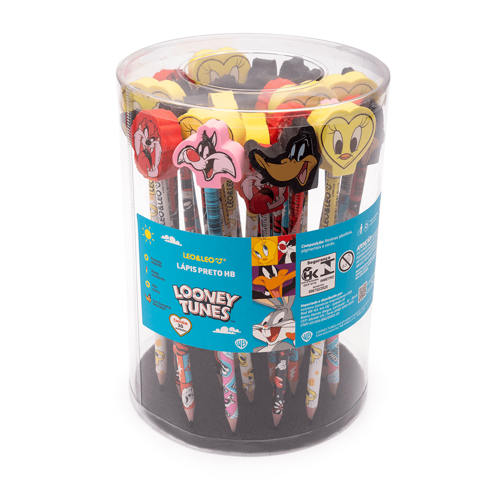 LAPIS PRETO HB C/ BOR C/30 LOONEY TUNES LEO E LEO