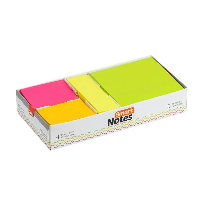 BLOCO DE NOTAS SMART BOX 3TAM CORES NEON 80F BRW