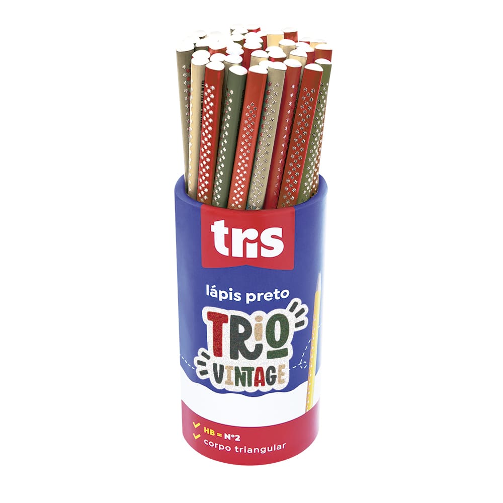 LAPIS PRETO HB N.2 C/48 TRIO VINTAGE CORES TRIS