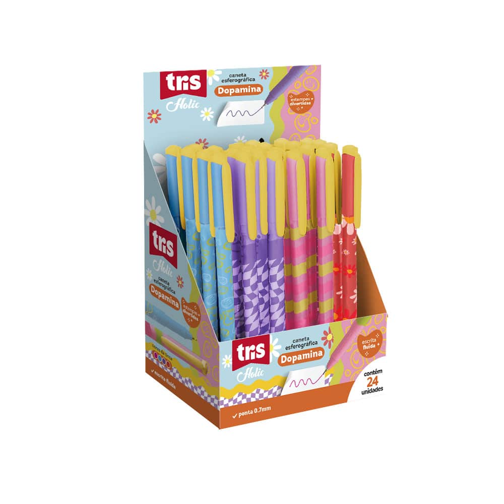 CANETA ESF 0.7 HOLIC DOPAMINA C/24 CORES TRIS