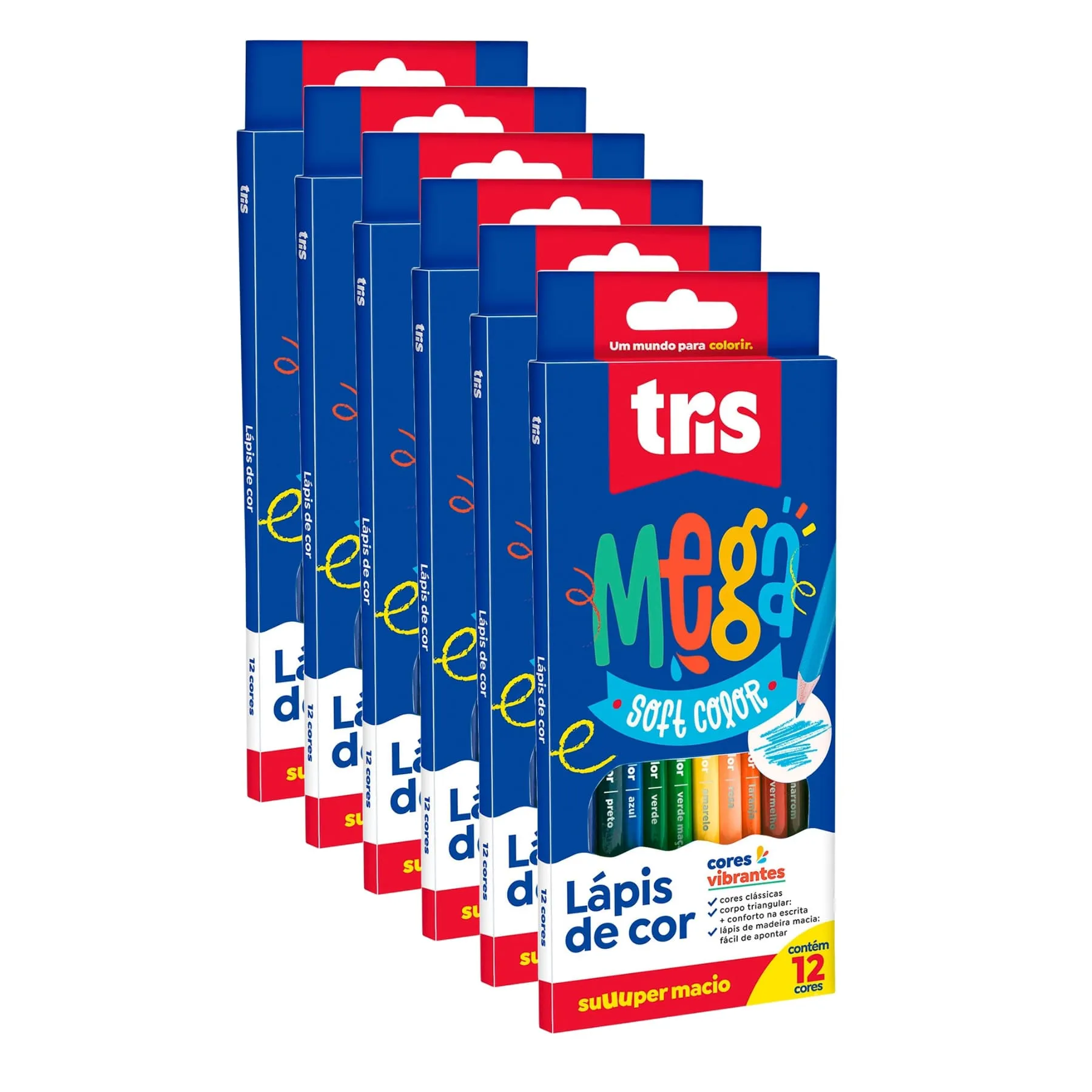 LAPIS DE COR PCT/6 12 CORES MEGA SOFT COLOR TRIS
