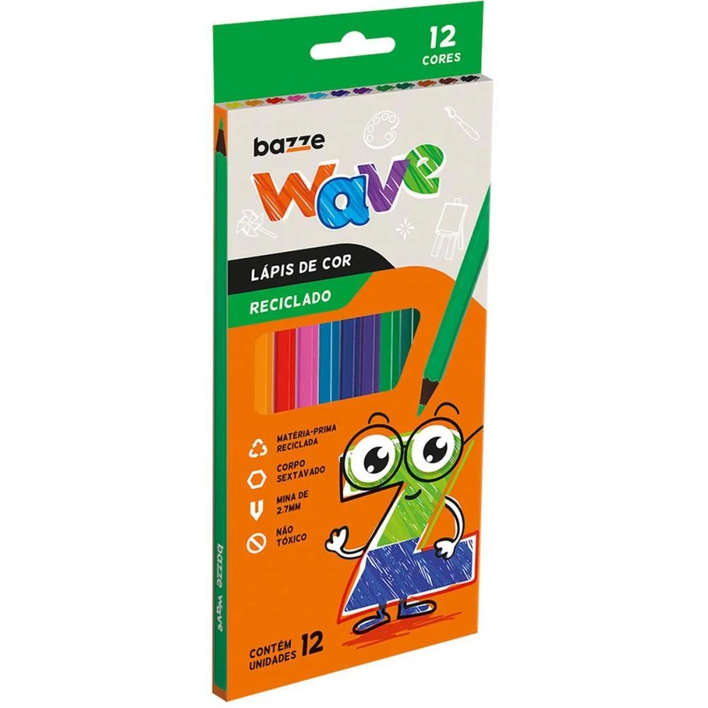 LAPIS DE COR GD PCT/12 SEXTAVADO 12 CORES BAZZE
