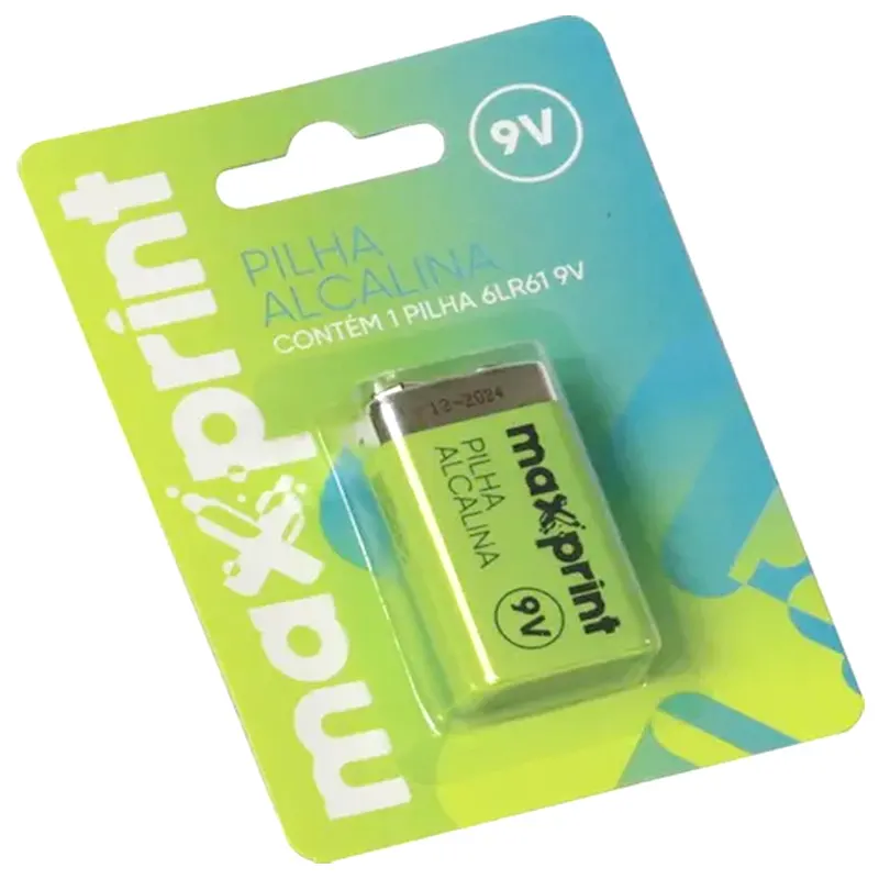 PILHA ALCALINA 9V 6LR61 MAXPRINT