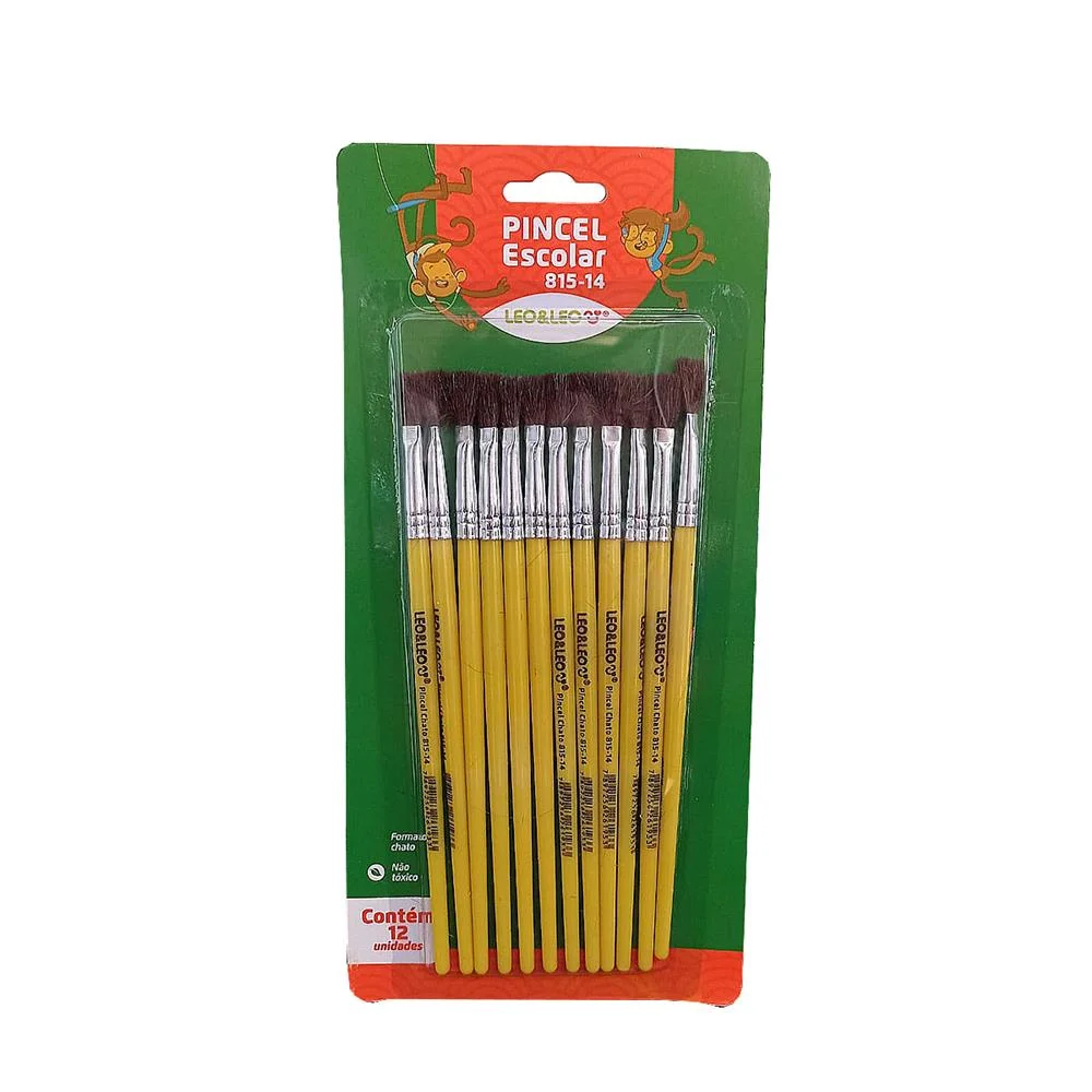 PINCEL ESCOLAR C/12 ACHATADO 815-14 LEONORA