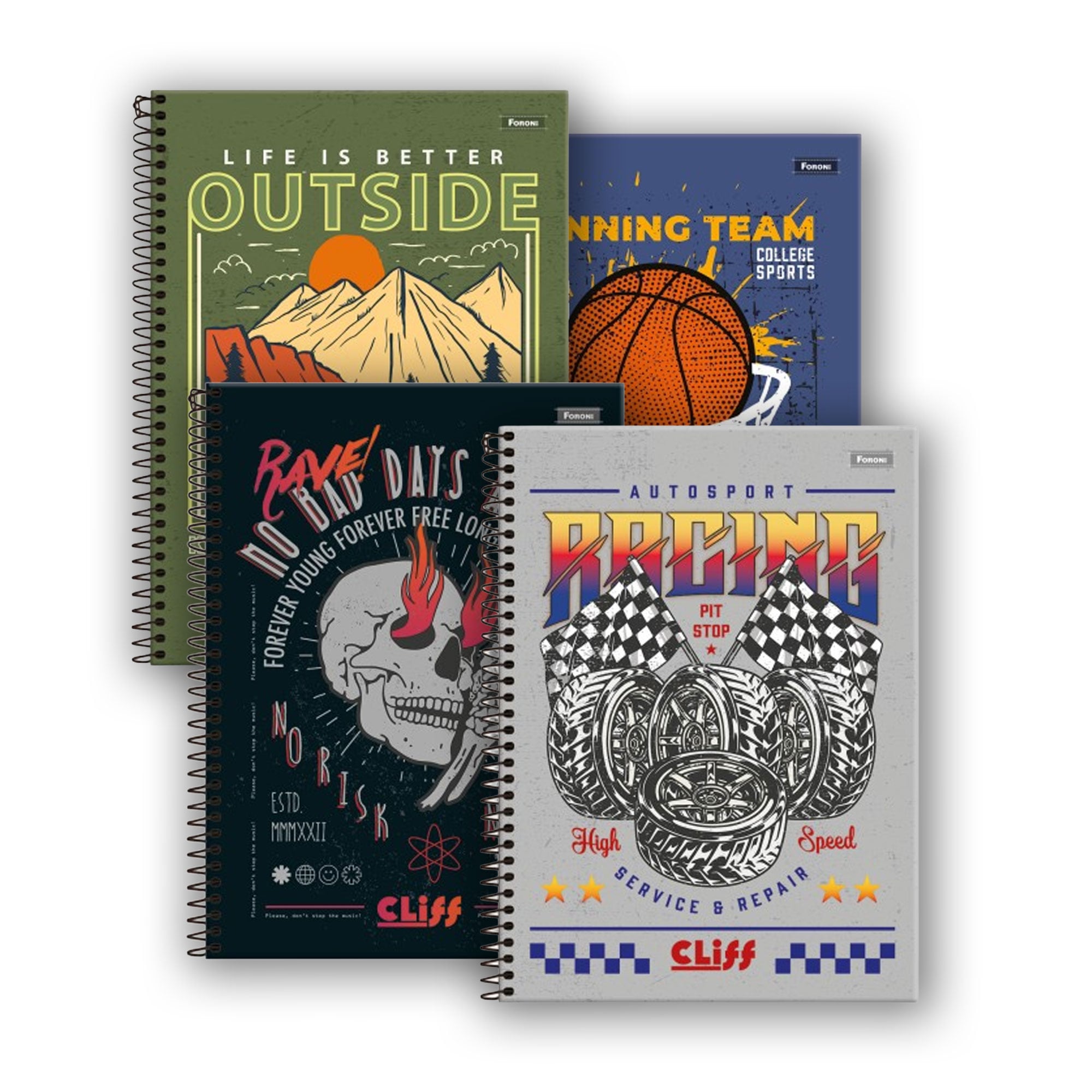 CADERNO ESP UNIV CD 12M 192F C/4 CLIFF MASC FORONI