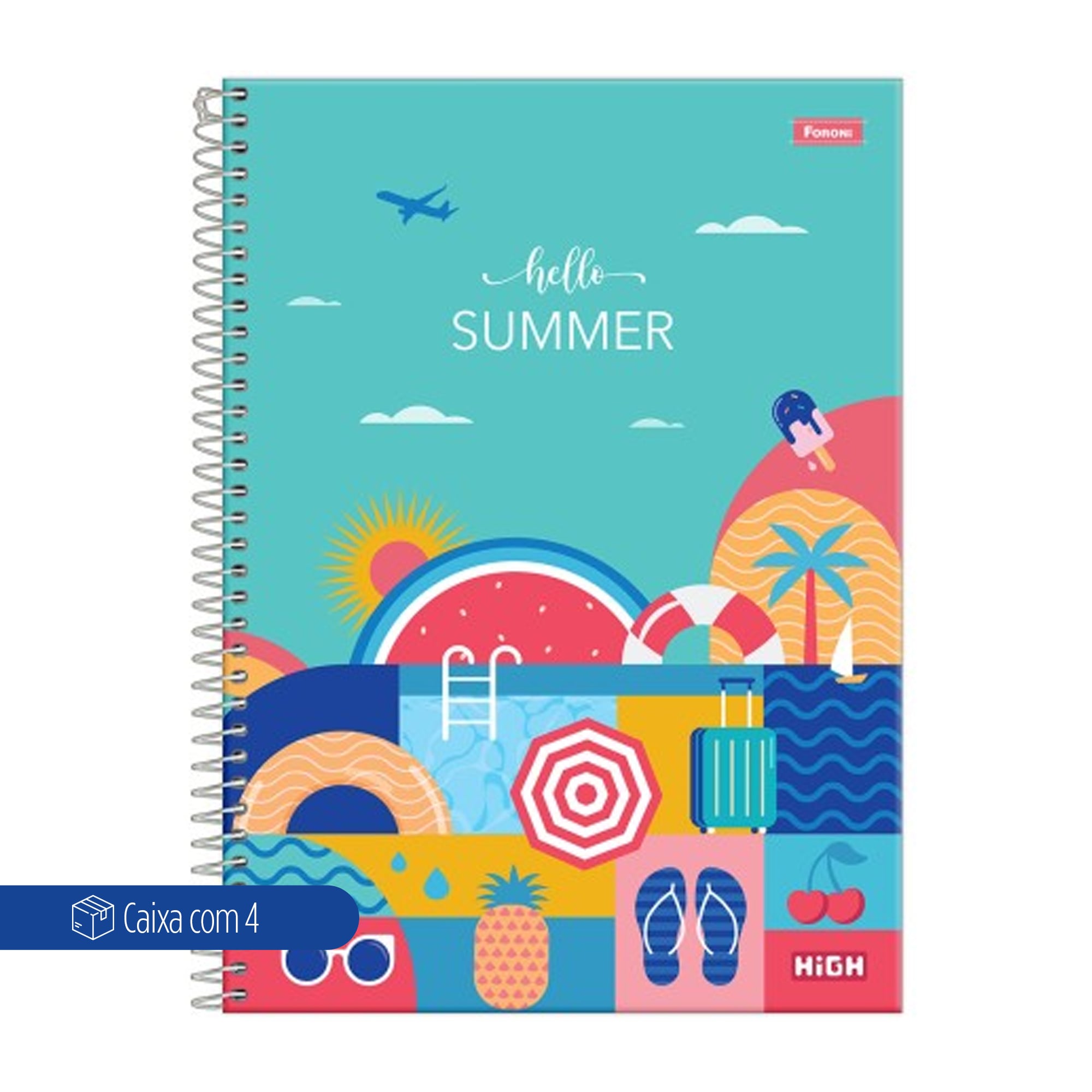 CADERNO ESP UNIV CD 12M 192F C/4 HIGH FEM FORONI