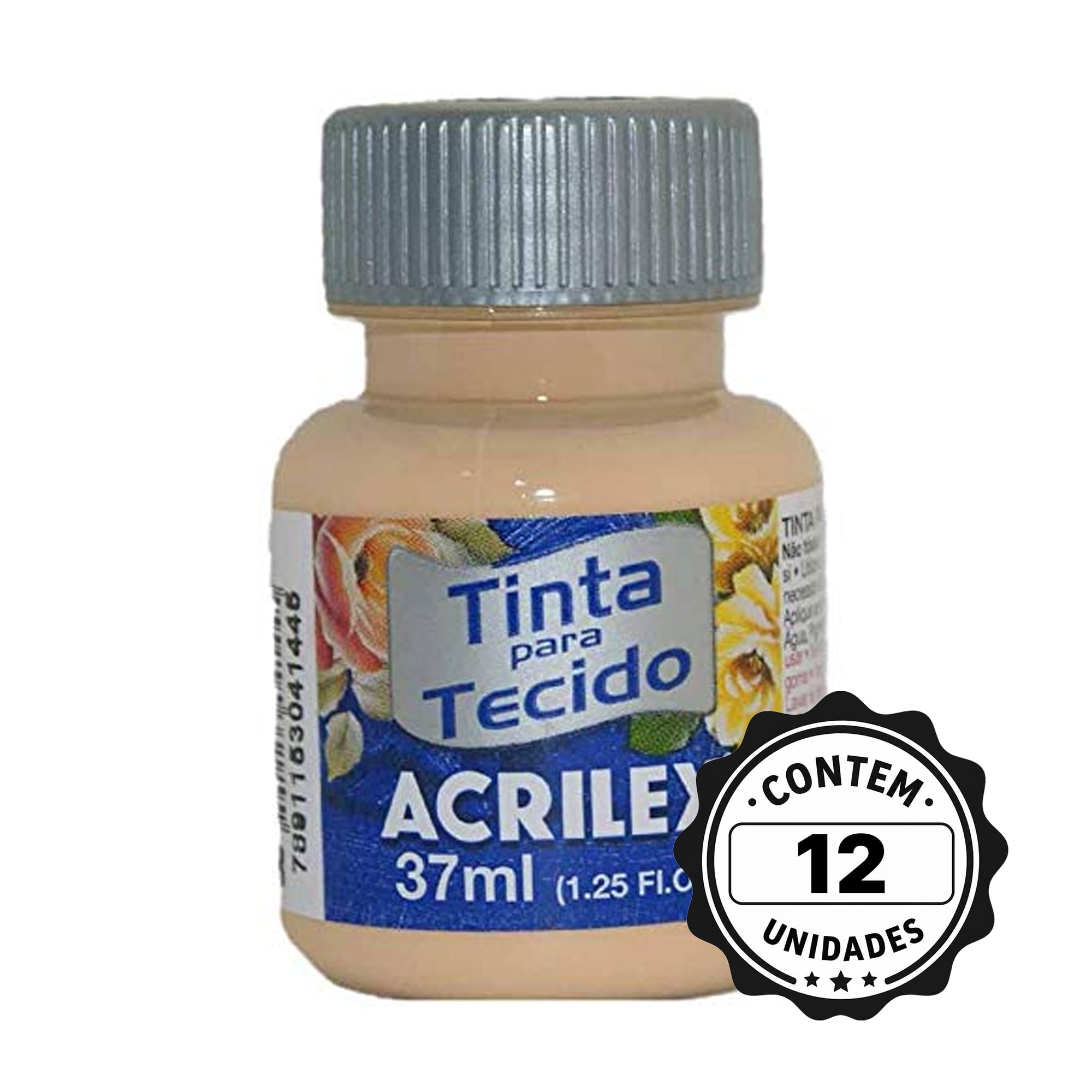 TINTA P/TECIDO 37ML 538 FOSCA C/12 AM PESSEGO ACRILEX