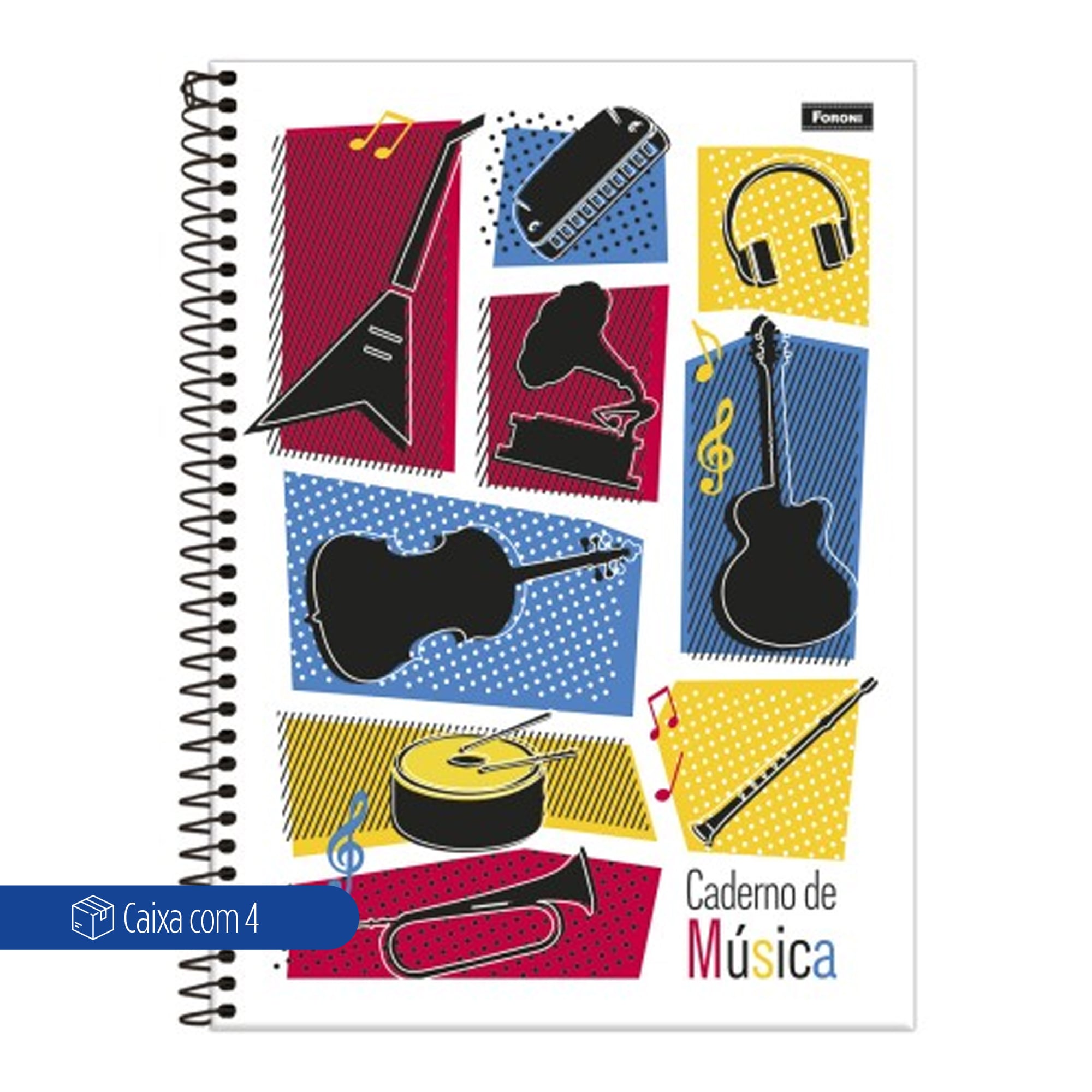 CADERNO ESP UNIV CD 80F C/4 MUSICA FORONI