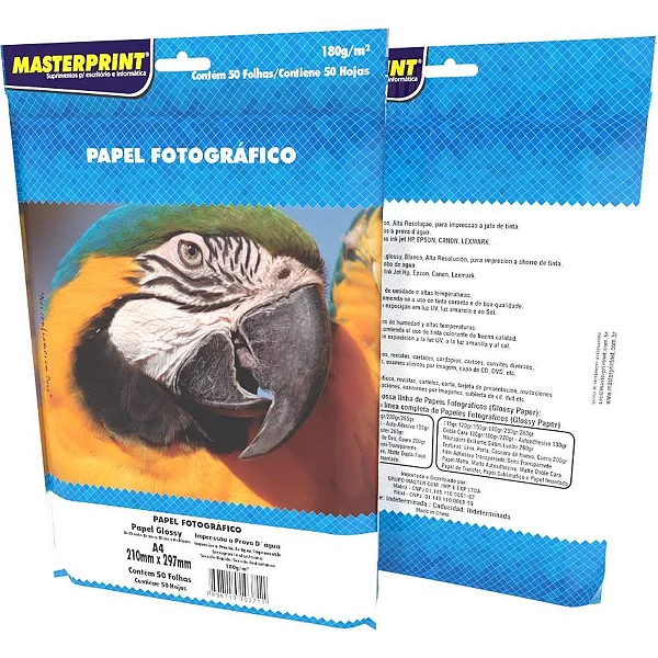 PAPEL A4 GLOSSY INKJET 180G 50F MAKE