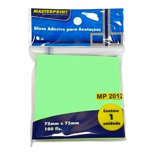 BLOCO ADESIVO P/ RECADO 75X75 100F VD MASTERPRINT