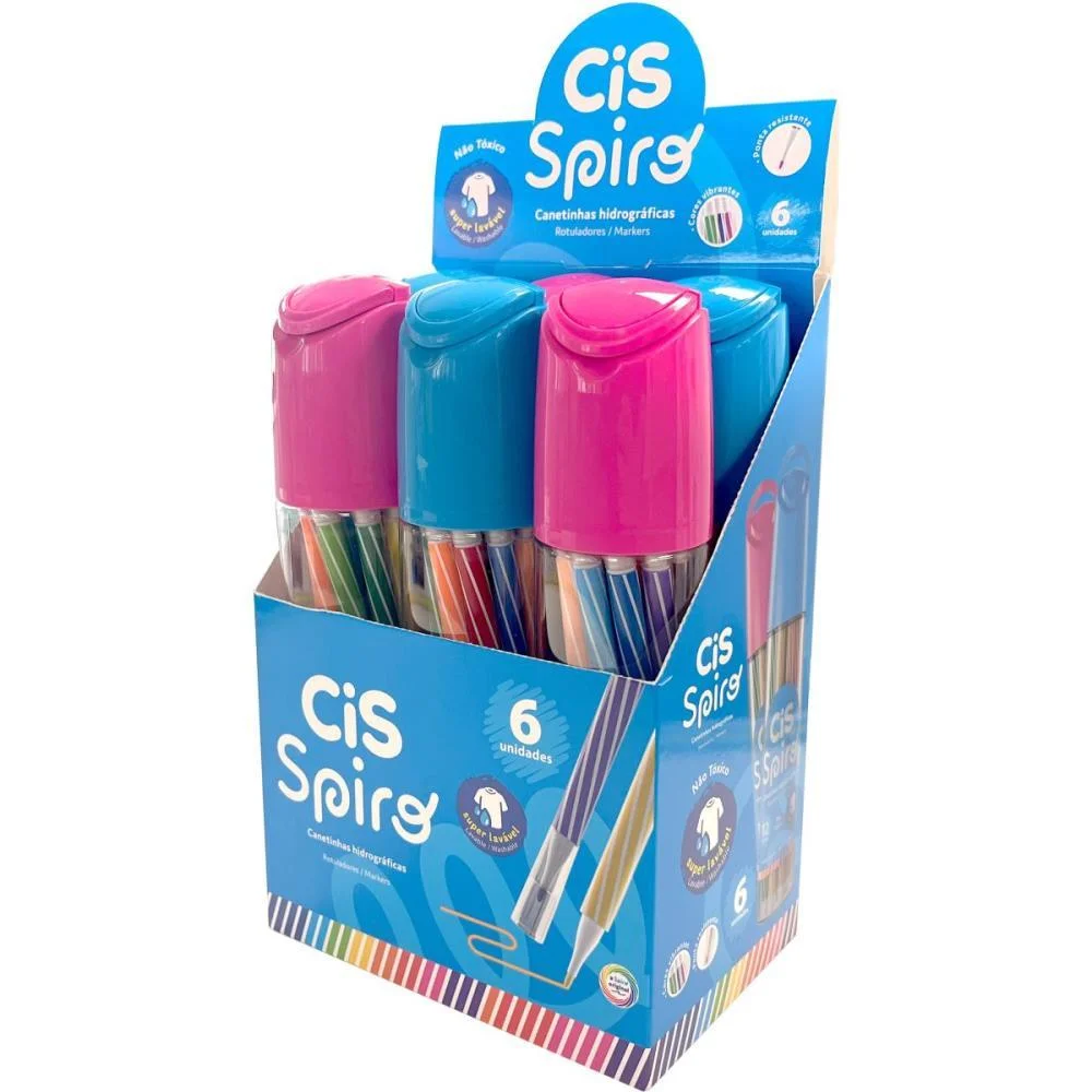 CANETA HIDROCOR PCT/6 SPIRO 12 CORES CIS