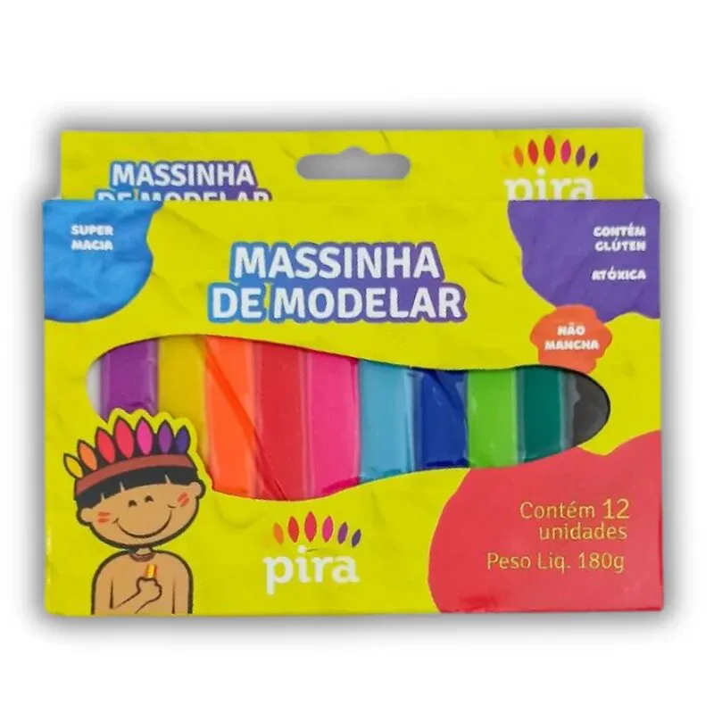 MASSA DE MODELAR 180 MM-180 12 CORES PIRA