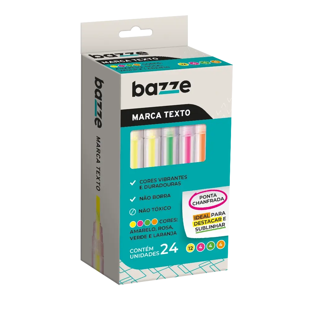 MARCA TEXTO C/24 CORES NEON BAZZE