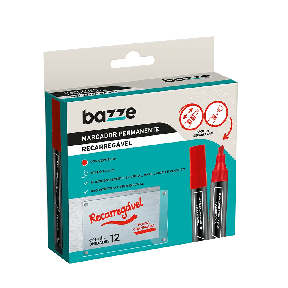 MARCADOR PERMANENTE C/12 RECARREG VM BAZZE