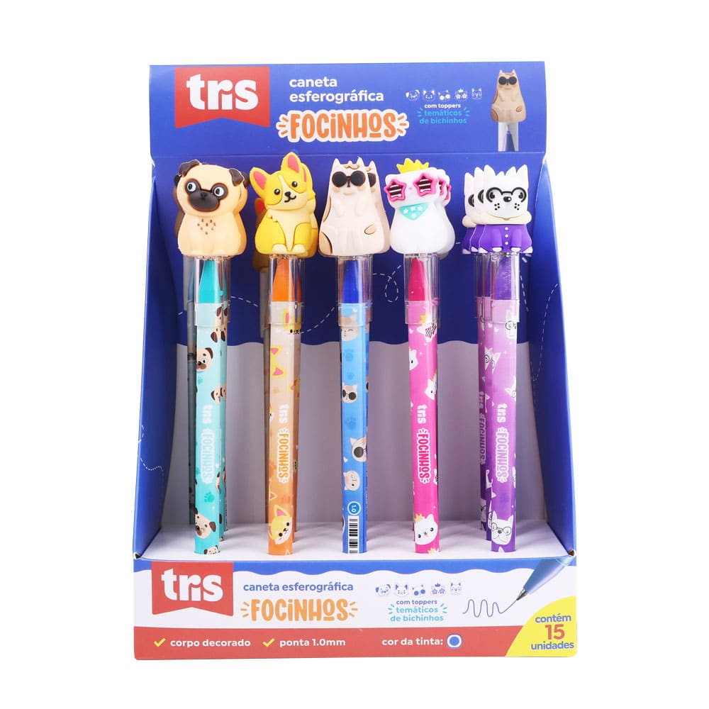 CANETA ESF 1.0 FOCINHOS C/15 CORES TRIS