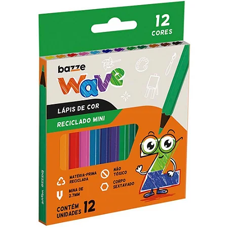 LAPIS DE COR MINI PCT/12 WAVE 12 CORES BAZZE