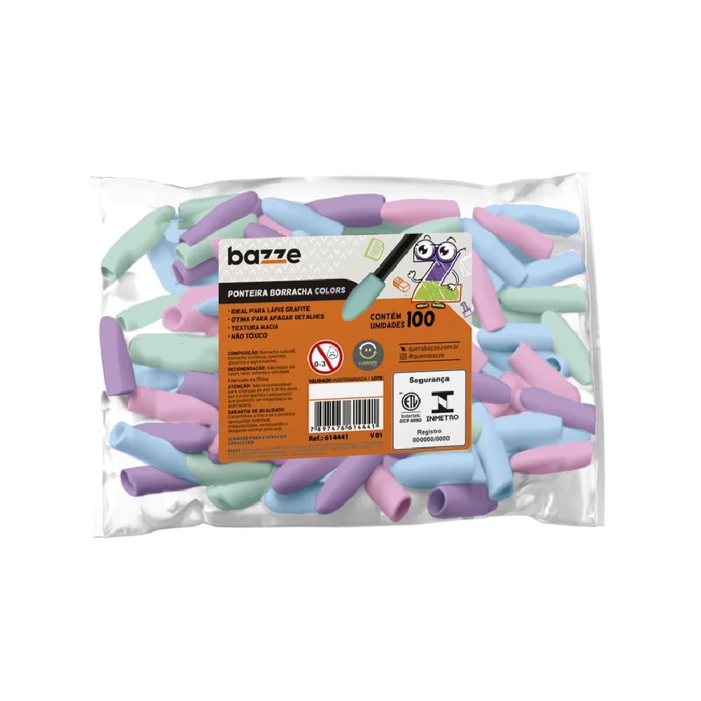 BORRACHA PONTEIRA C/100UN CORES BAZZE
