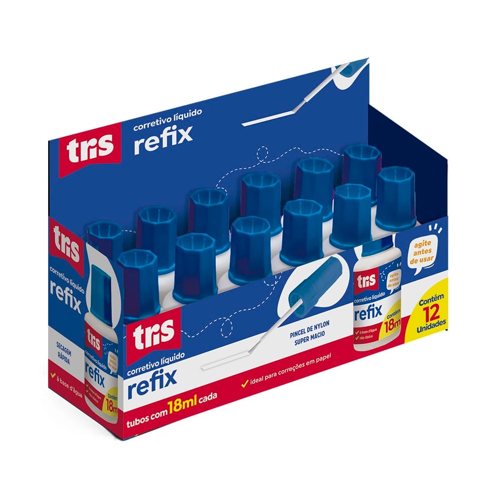 CORRETIVO LIQUIDO C/12 18ML REFLIX BR TRIS