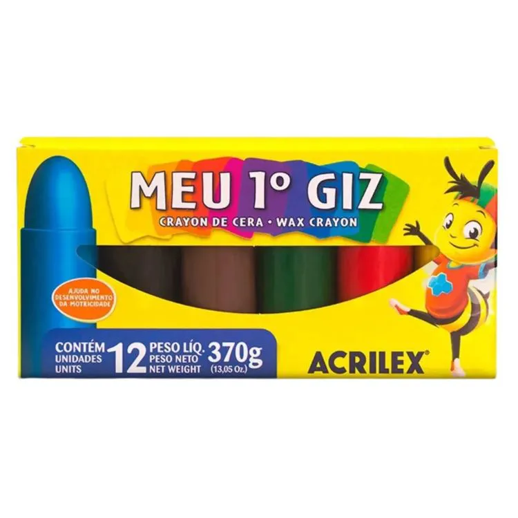 GIZ DE CERA PCT/3 C/12UN MEU PRIMEIRO GIZ CORES ACRILEX
