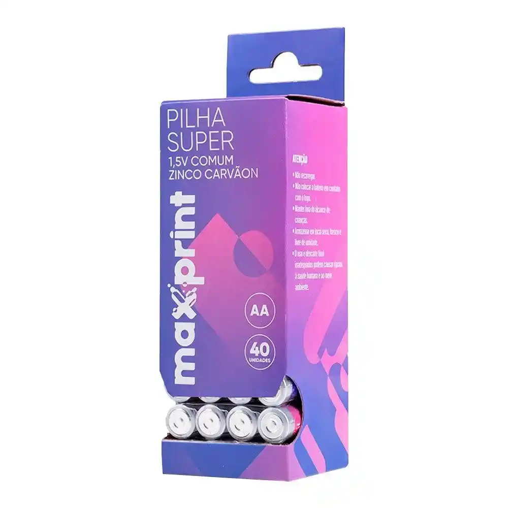 PILHA AA SUPER TUBO 40UN MAXPRINT