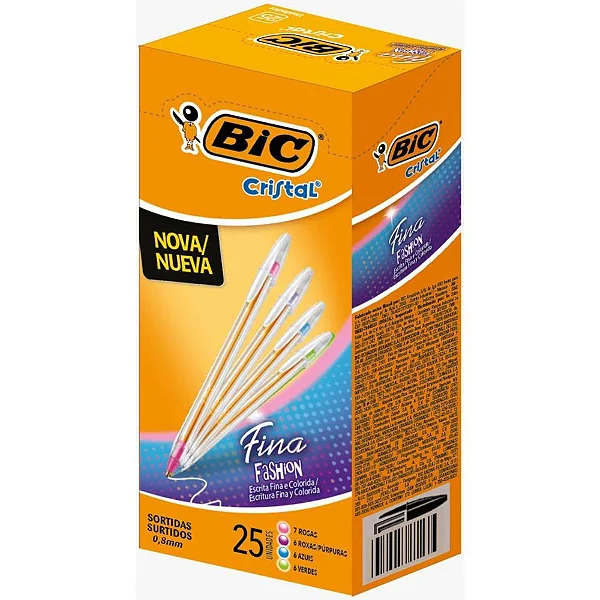 CANETA ESF 0.8 FASHION C/25 CORES BIC