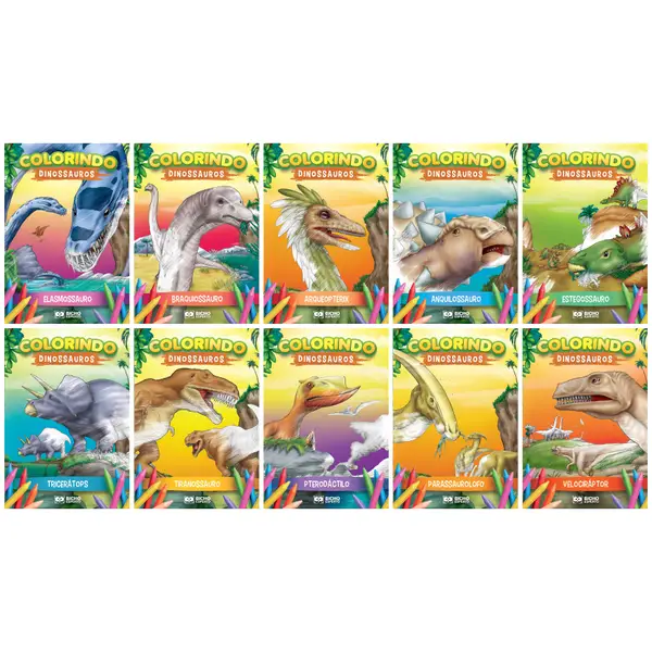 LIVRO COLORIR SOLAPA C/10 DINOSSAUROS RIDEEL