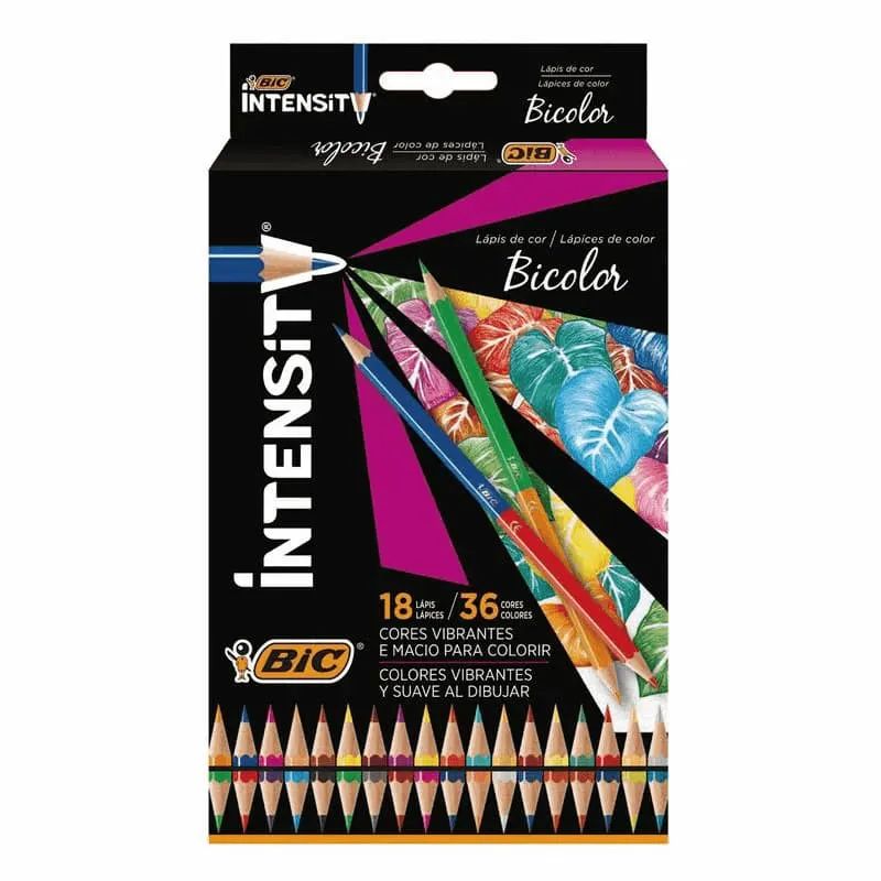 LAPIS DE COR BICOLOR C/18 UND 36 CORES INTENSITY BIC