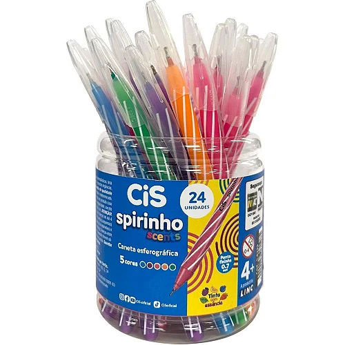CANETA ESF 0.7MM C/24 SPIRINHO SCENTS CORES CIS