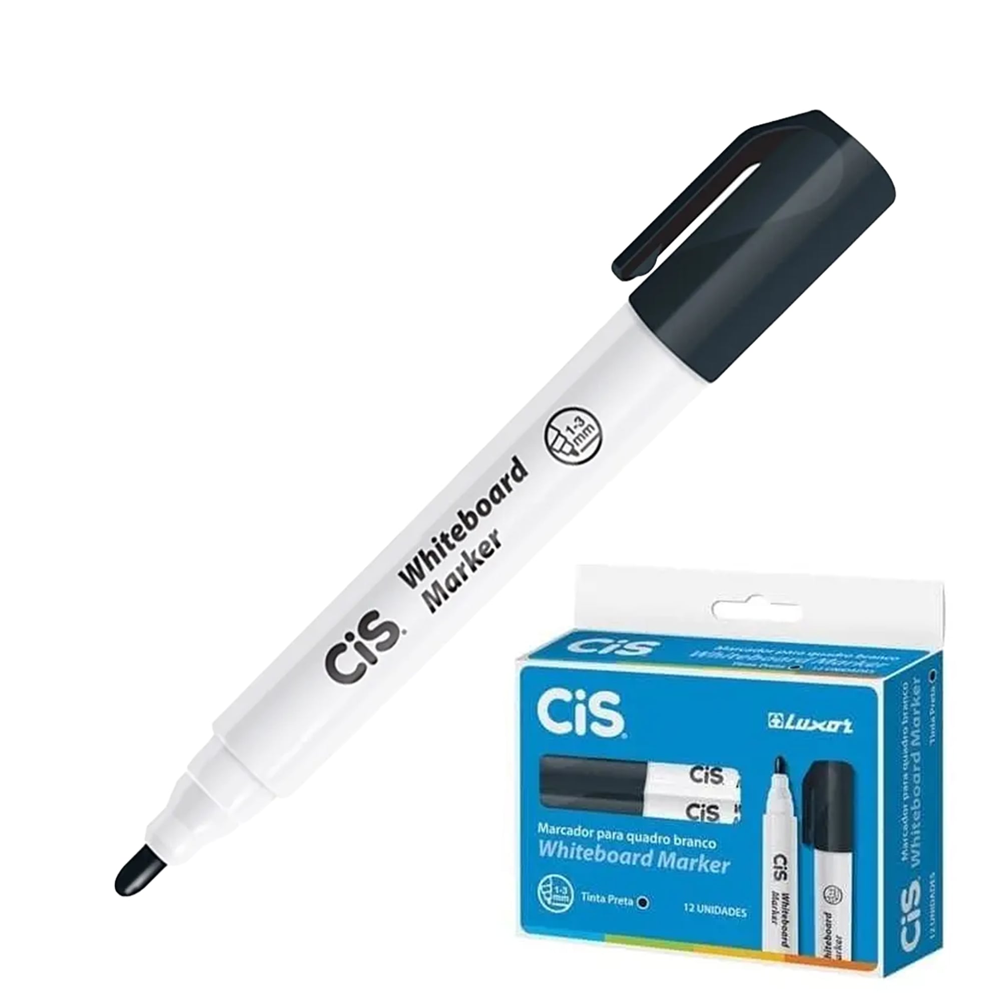 MARCADOR QUADRO BR C/12 WHITEBOARD PR CIS
