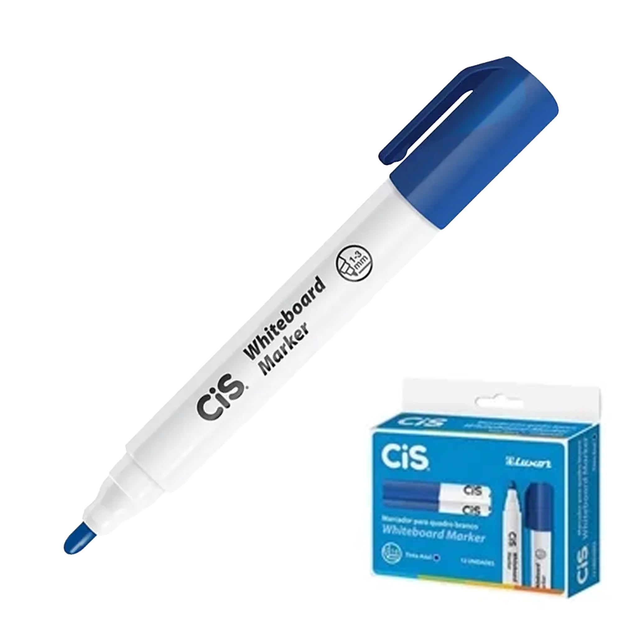 MARCADOR QUADRO BR C/12 WHITEBOARD AZ CIS
