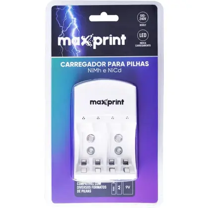 CARREGADOR PILHAS AA/AAA/9V C/4 RM-38 MAXPRINT