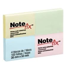 POST-IT NOTE FIX 100F 38X50MM CORES PASTEL 3M