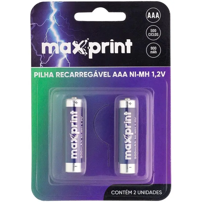 PILHA  AAA  RECARREGAVEL 900MAH 4UN NI-MH 1.2V MAXPRINT