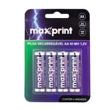 PILHA  AA  RECARREGAVEL 25000MAH 4UN NI-MH 1.2V MAXPRINT