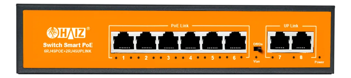 SWITCH 6P POE 10/100/1000MPBS + 2P UPLINK HZ-1008GBPOE-A