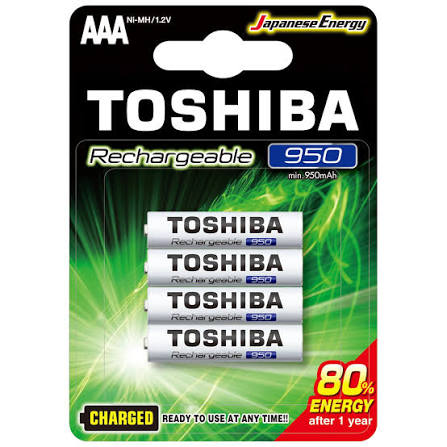 PILHA  AA  RECARREGAVEL 2600MAH 4UN NIMH 1.2V TOSHIBA