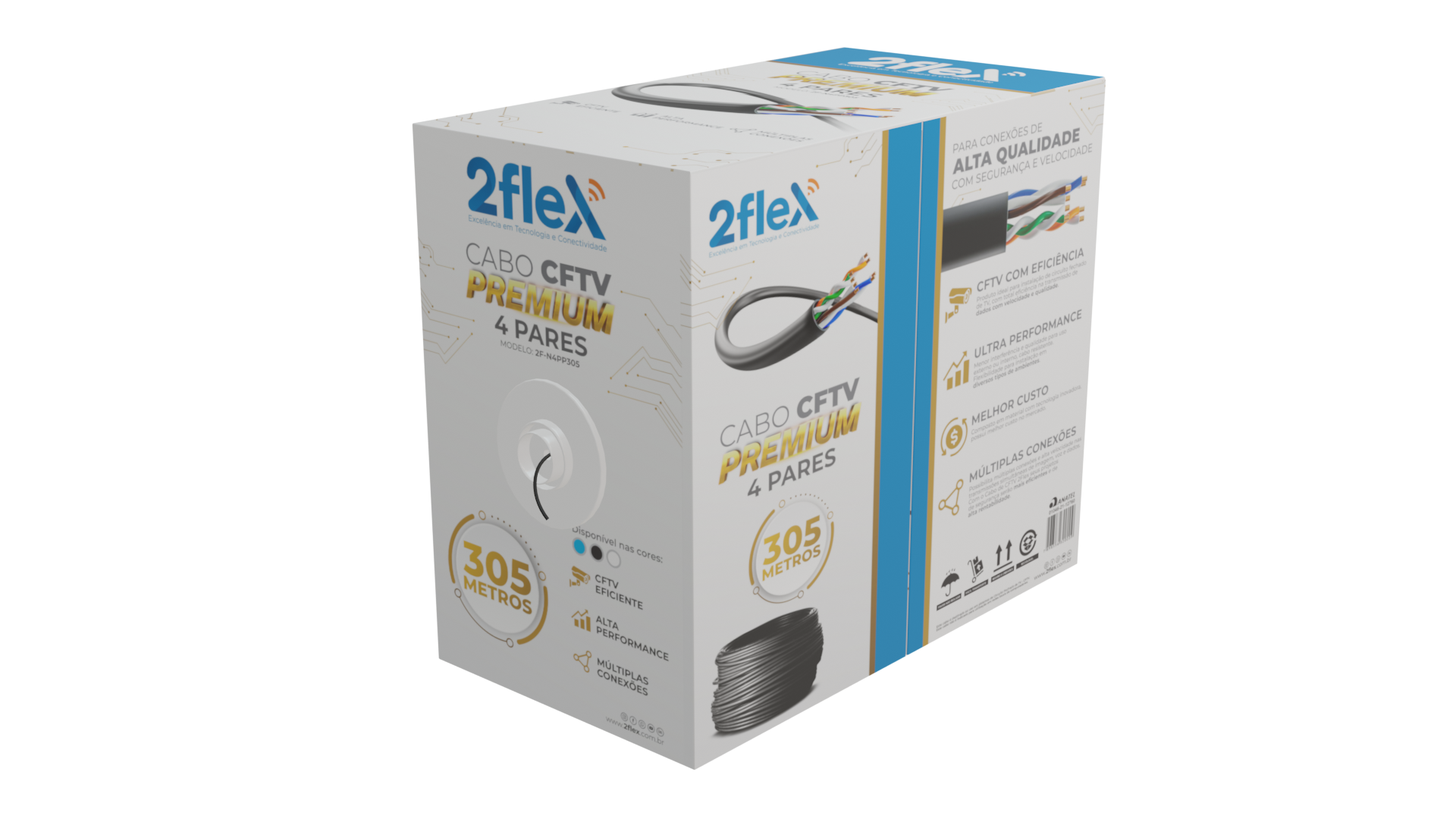 CABO DE REDE CFTV PREMIUM C/305M 4P 2F-N4PP305 PR 2FLEX