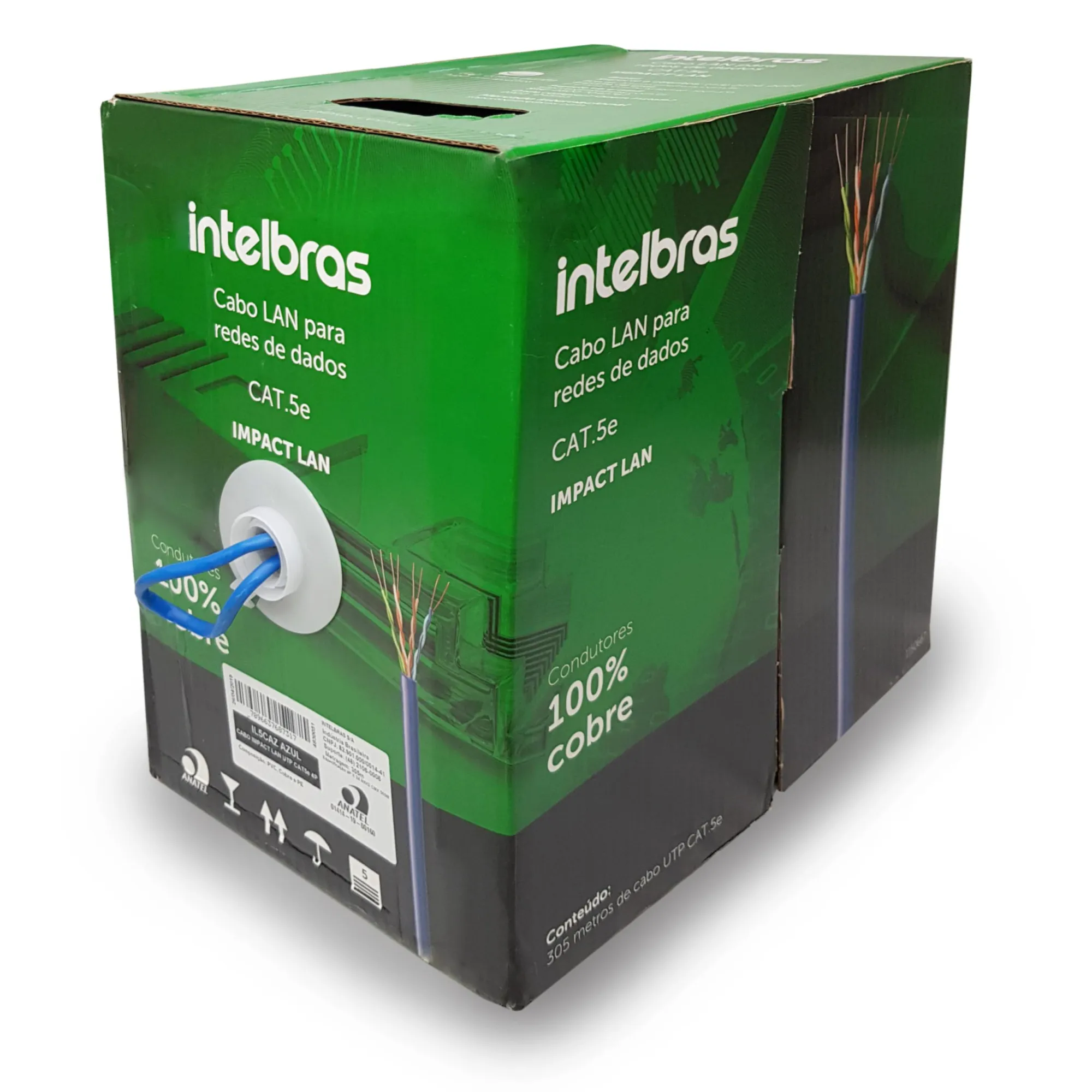 CABO DE REDE CAT.5E C/305M 100% COBRE 24AWG AZ INTELBRAS