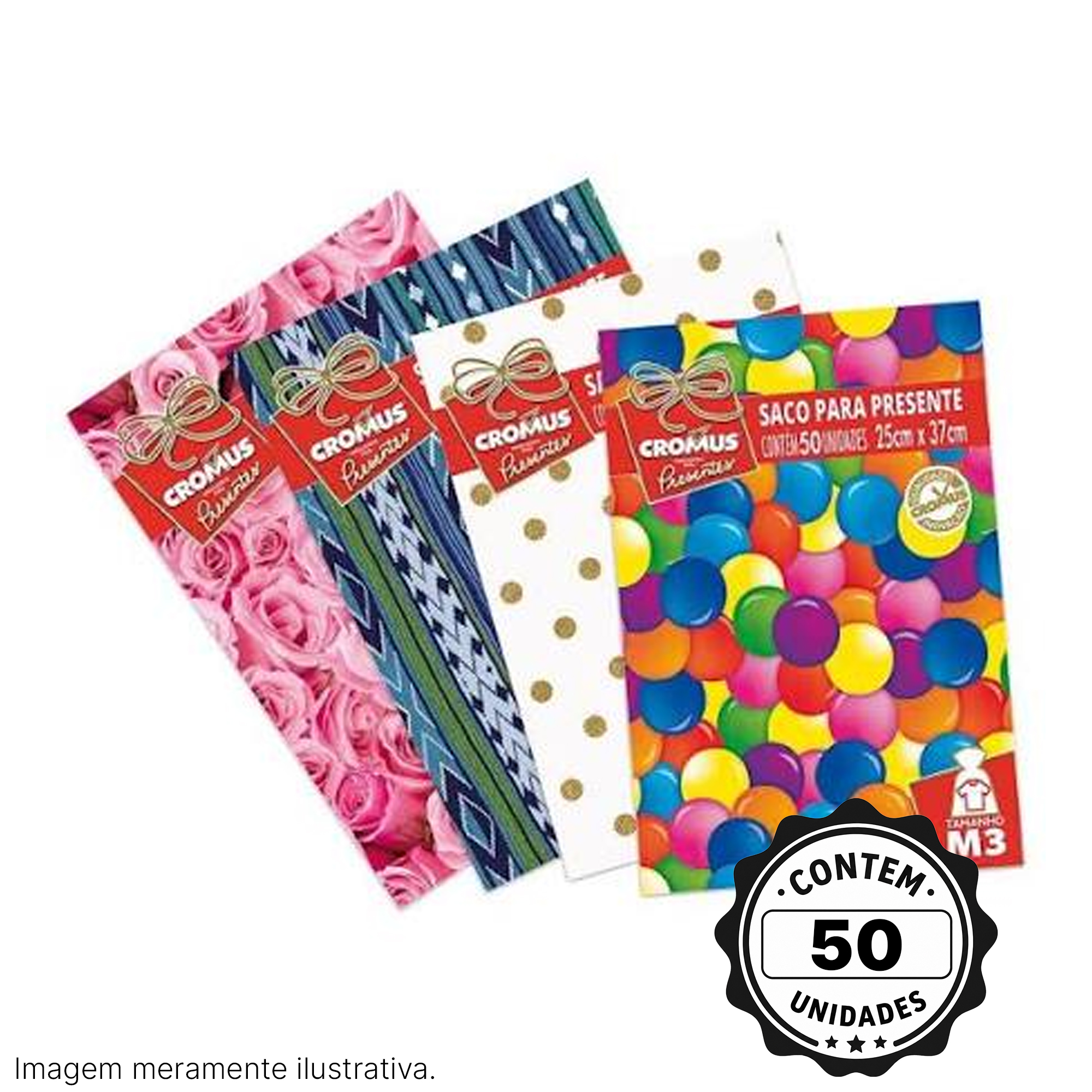 SACO METAL P/PRESENTE 25X37 M3 C/50 INFANTIL FEM CROMUS