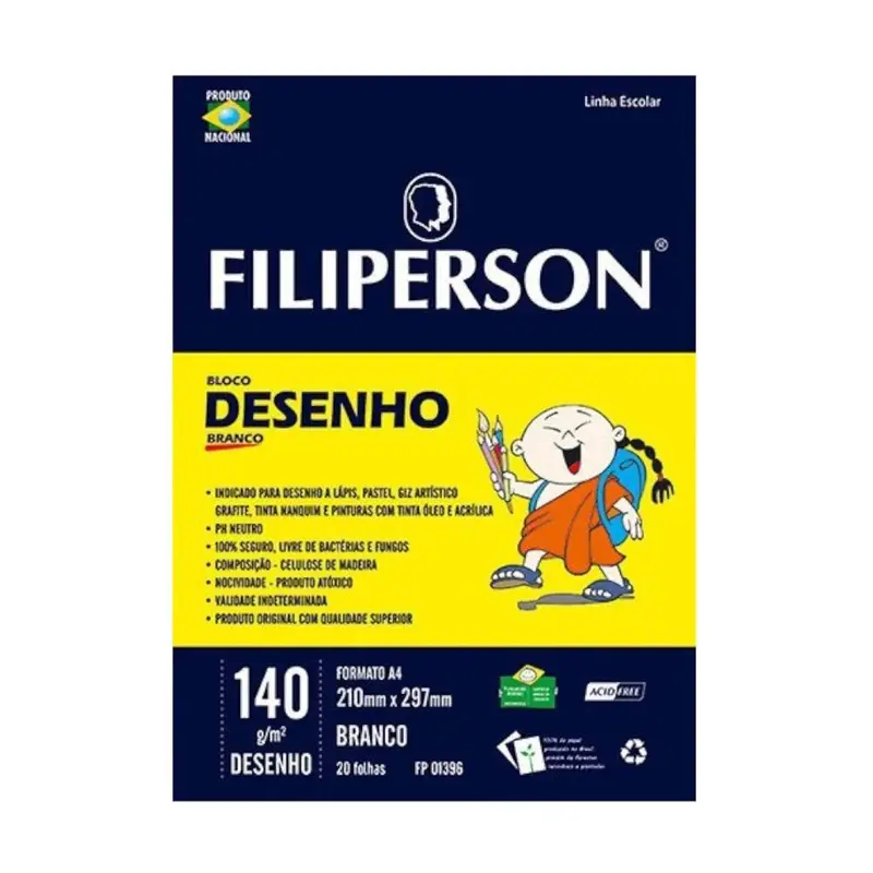 BLOCO ESCOLAR BR P/DESENHO A4 FILIPERSON