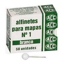 ALFINETE P/MAPAS Nº 1 BR C/50UN ACC