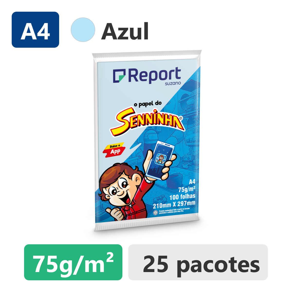 PAPEL A4 100F 75G AZ SENNINHA REPORT