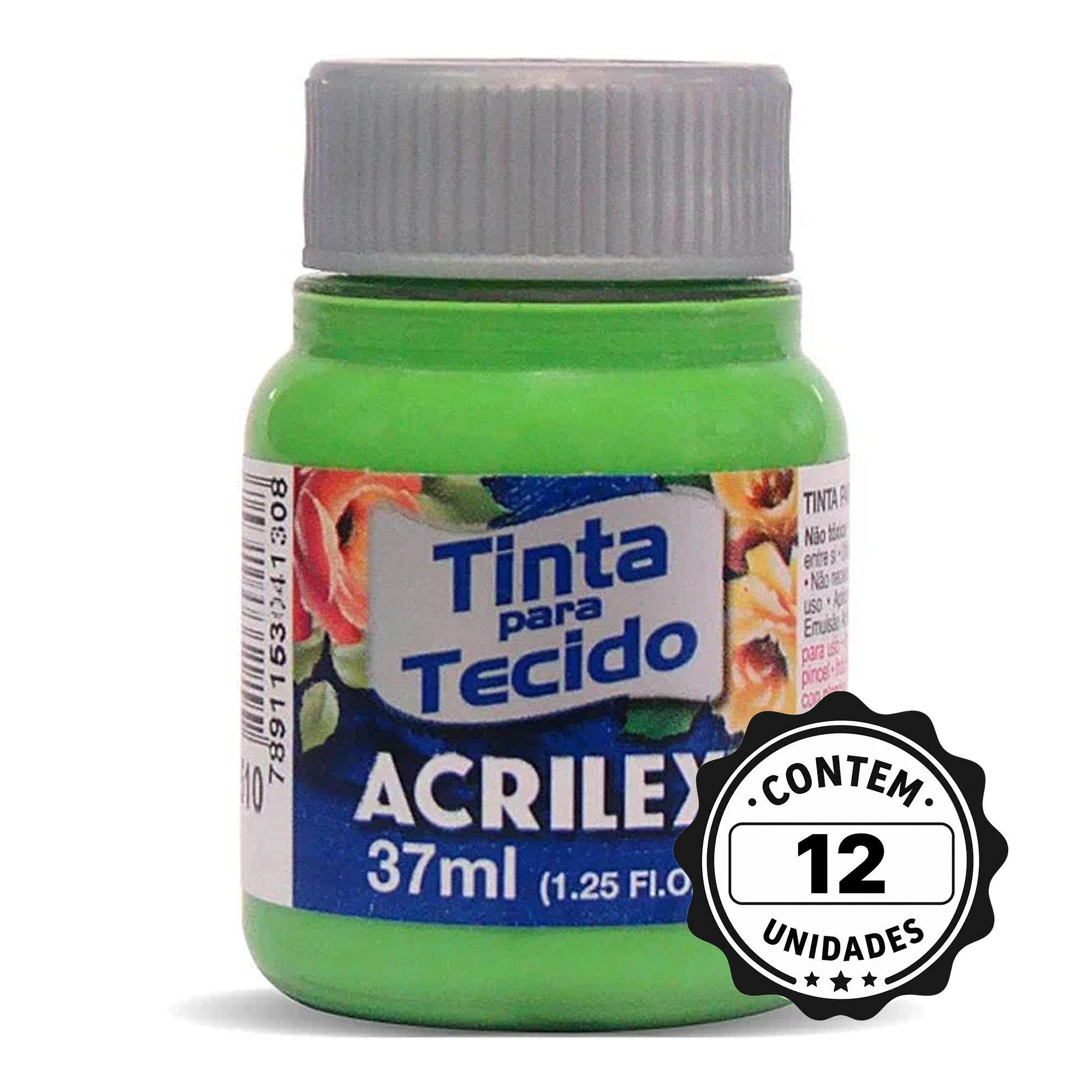 TINTA P/TECIDO 37ML 510 FOSCA C/12 VD FOLHA ACRILEX