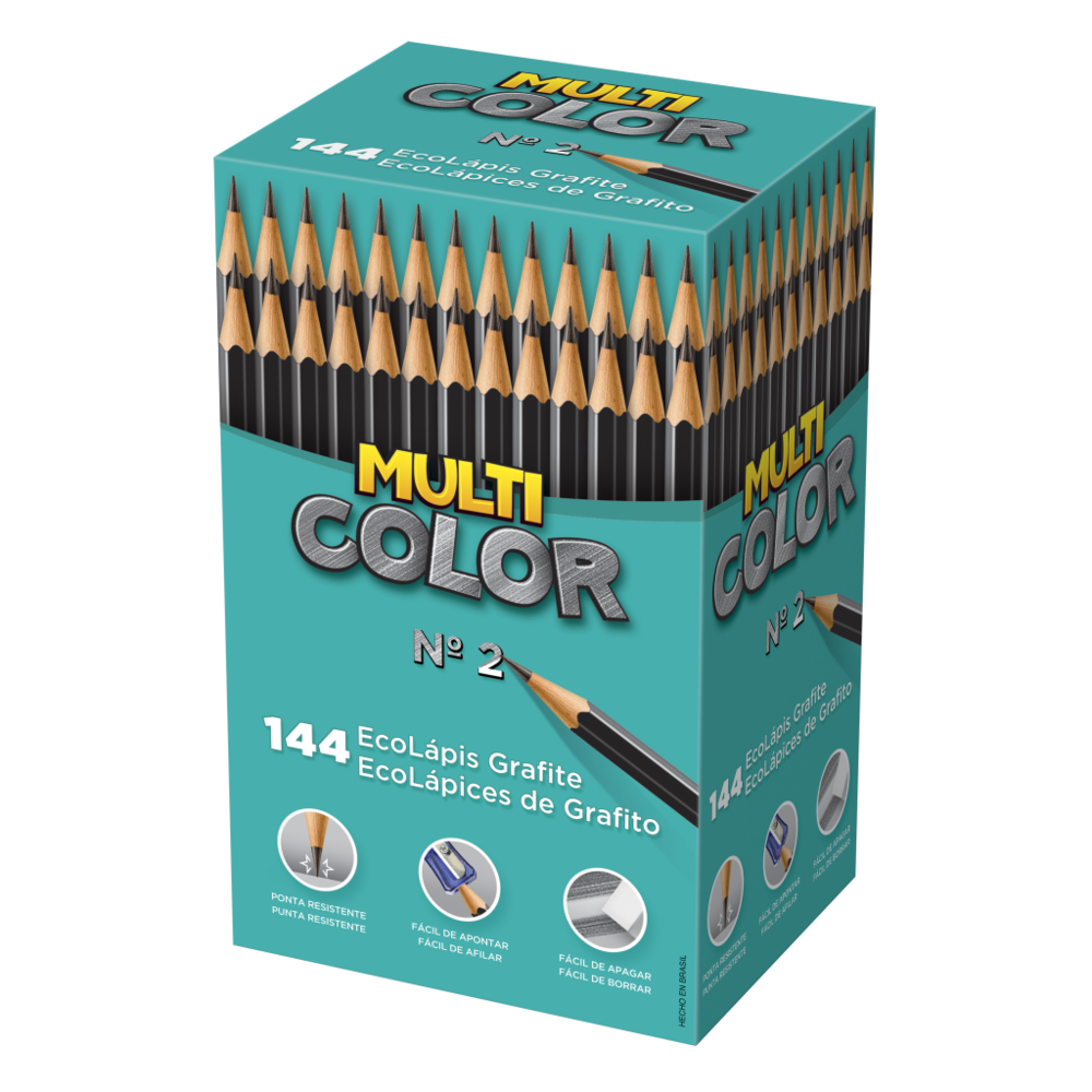 LAPIS PRETO ECO Nº2 MULTICOLOR C/144 FABER-CASTELL