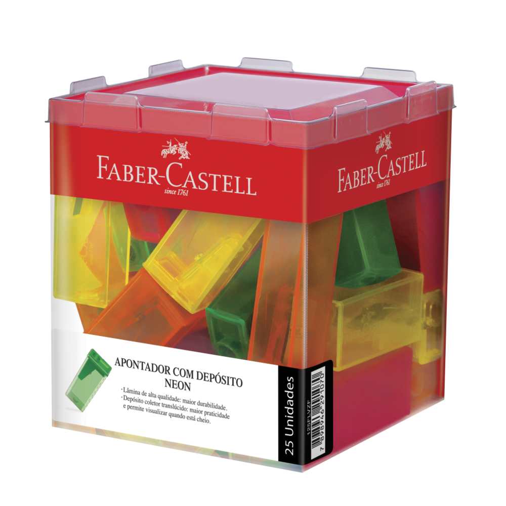 APONTADOR C/DEP NEON C/25 CORES FABER CASTELL