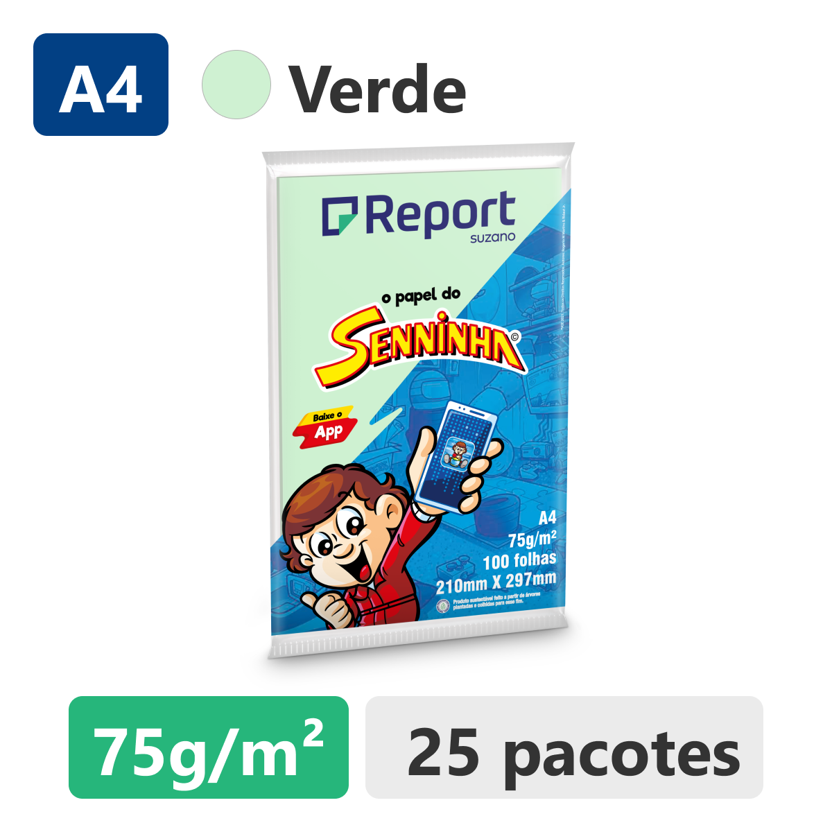 PAPEL A4 100F 75G VD SENNINHA REPORT